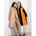 Ультрамодная одежда дамский столкновение цветное длинное пальто